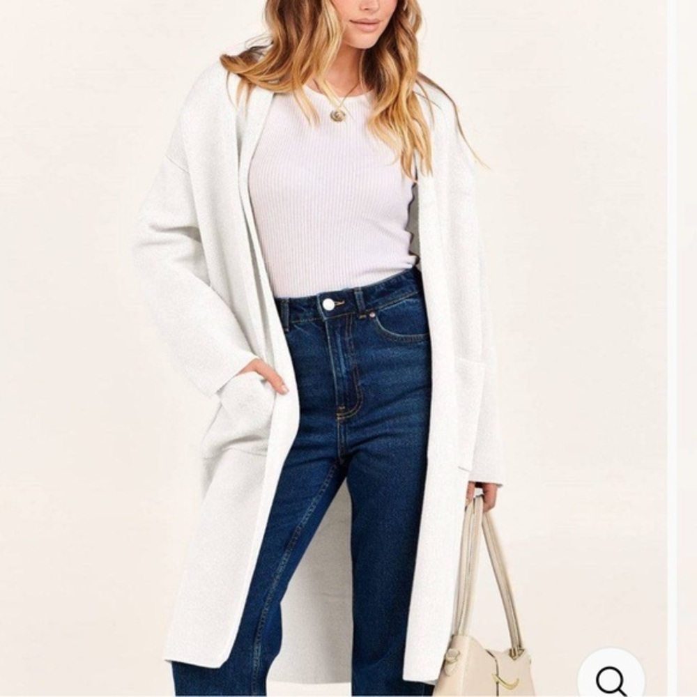 Anrabess Long White Cardigan Sweater NWT Sz XS